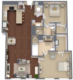 2 beds, 2 baths, 1,250 sqft, $1,908