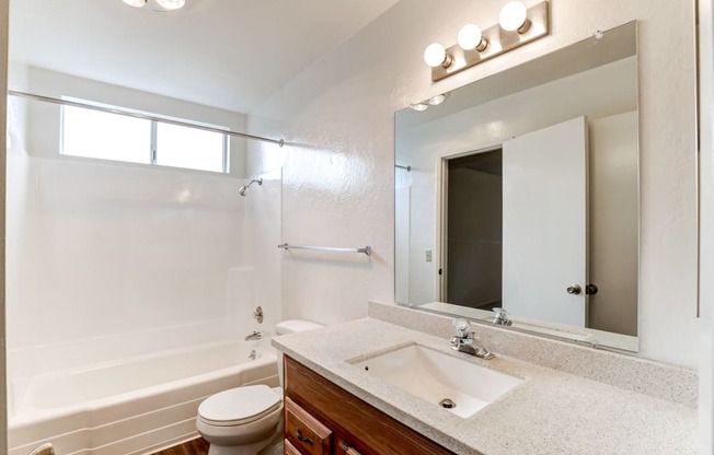 a bathroom with a sink toilet and a mirror