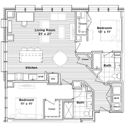 2 beds, 2 baths, 1,182 sqft, $3,417