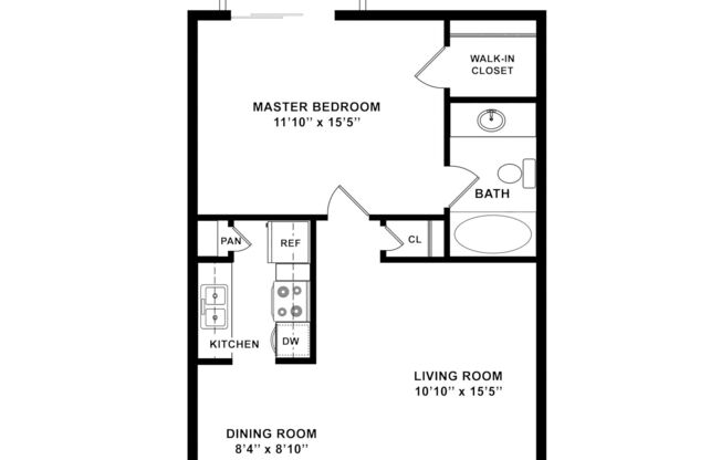 1 bed, 1 bath, 624 sqft, $1,135