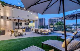 outdoor seating area at The Flin