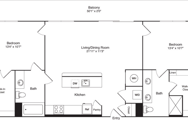 2 beds, 2 baths, 1,103 sqft, $2,460, Unit 410
