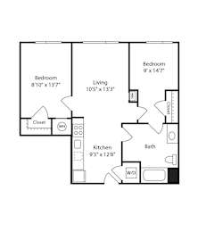 2 beds, 1 bath, 726 sqft, $4,369
