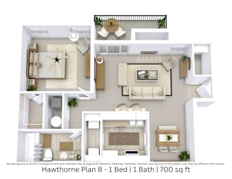 1 bed, 1 bath, 700 sqft, $1,080