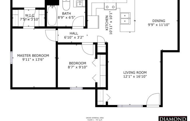 2 beds, 1 bath, $1,095, Unit 3401-05