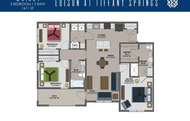 3 beds, 2 baths, 1,214 sqft, $1,950, Unit 5301