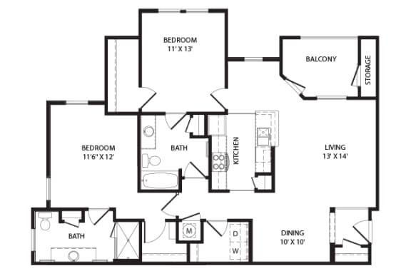 2 beds, 2 baths, 1,290 sqft, $1,650