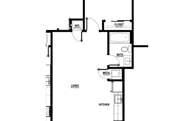 1 bed, 1 bath, 507 sqft, $900, Unit 103