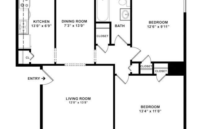 2 beds, 1 bath, 780 sqft, $1,039