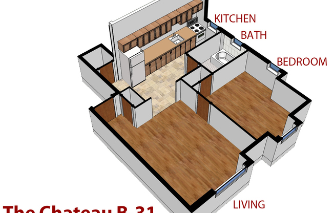1 bed, 1 bath, 470 sqft, $1,125, Unit B-31