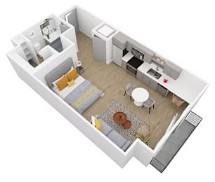 Studio, 1 bath, 545 sqft, $1,029