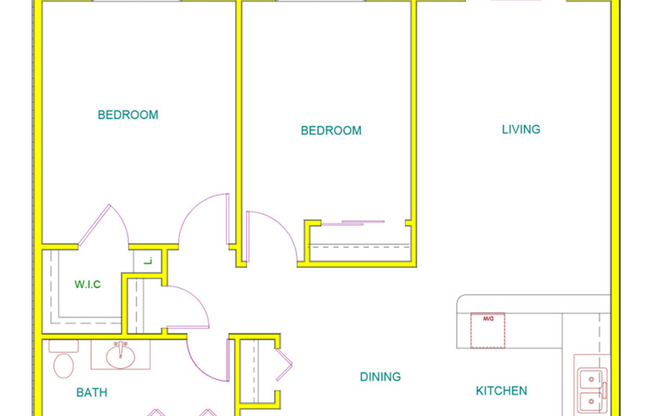 2 beds, 1 bath, $1,130, Unit A-204
