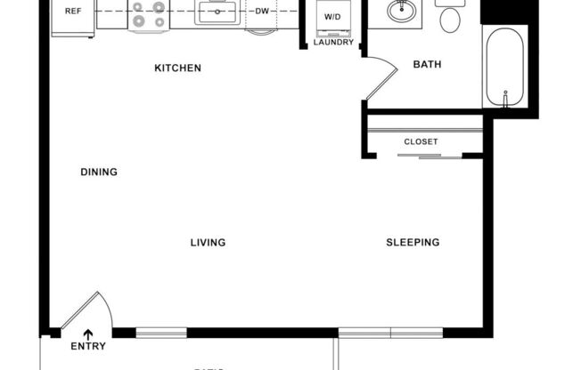 Studio, 1 bath, 558 sqft, $2,025