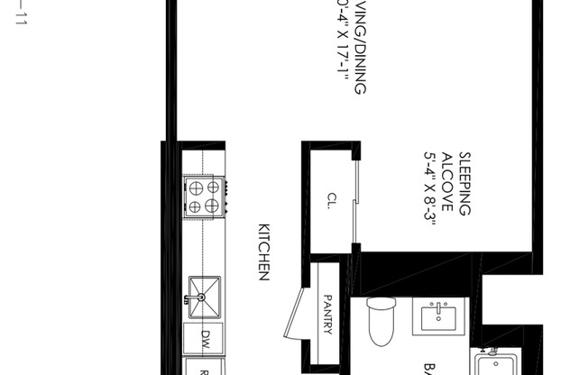 Studio, 1 bath, 432 sqft, $3,306, Unit 5K