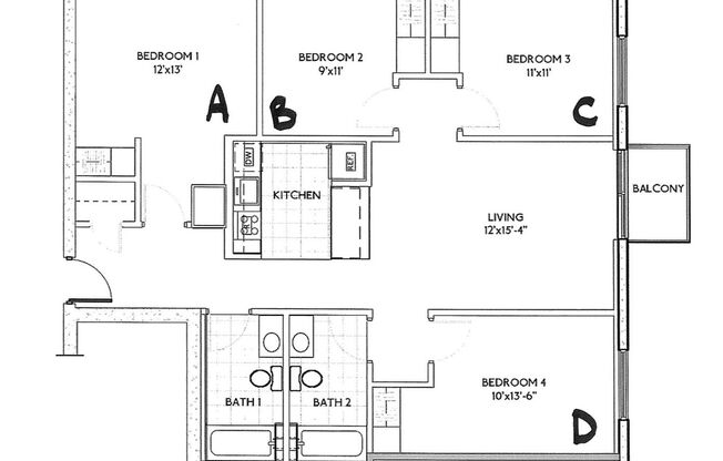 1 bed, 2 baths, 980 sqft, $799, Unit 1216-809B