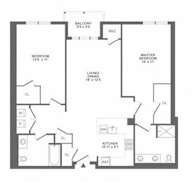 2 beds, 2 baths, 1,264 sqft, $3,631