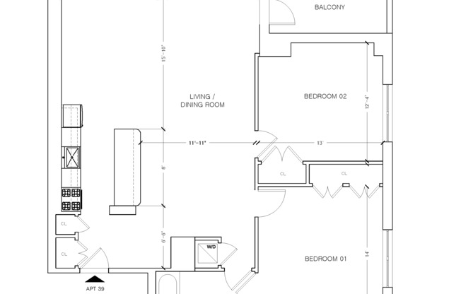 1 bed, 1 bath, $8,395, Unit 39C