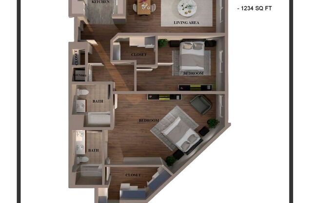 2 beds, 2 baths, 1,234 sqft, $2,995, Unit 311
