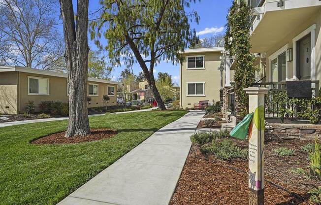 Cement walkway at Parkside Apartments, California, 95616