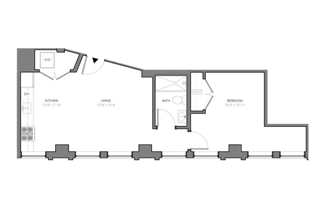 1 bed, 1 bath, 578 sqft, $2,050, Unit 505