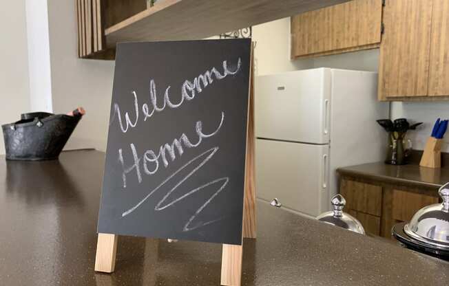 Biltmore on the Lake Apartments welcome home sign