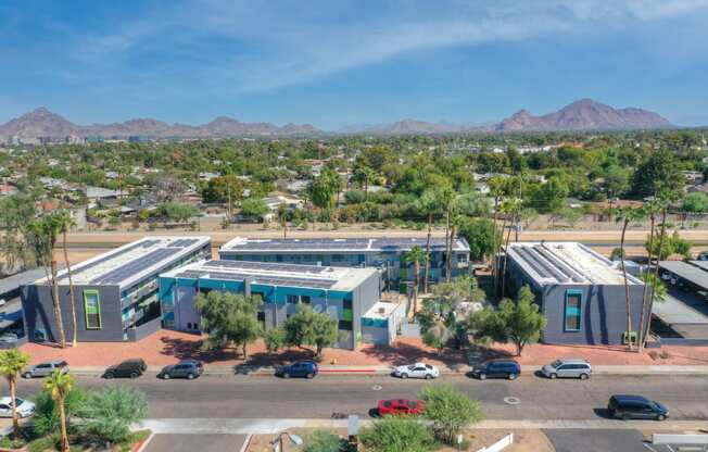 Exterior and view at Radius Apartments in Phoenix AZ Nov 2020