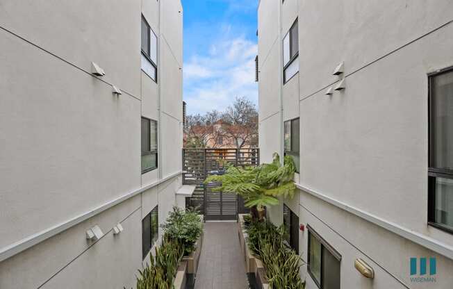 Courtyard View of the Front Entrance