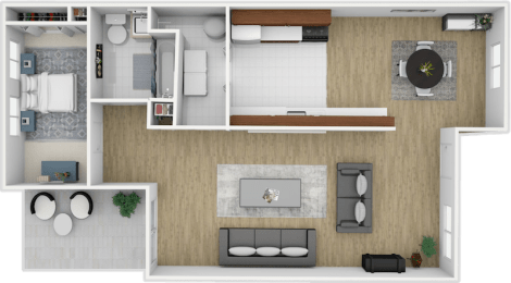 1 bed, 1.5 baths, 694 sqft, $1,159