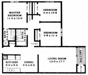 3 beds, 960 sqft, $1,060