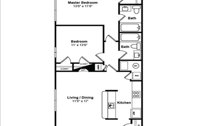 2 beds, 2 baths, 932 sqft, $1,695