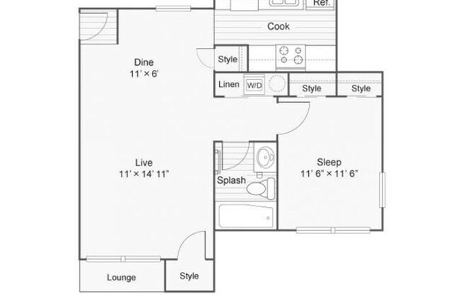 1 bed, 1 bath, 840 sqft, $1,750, Unit 49