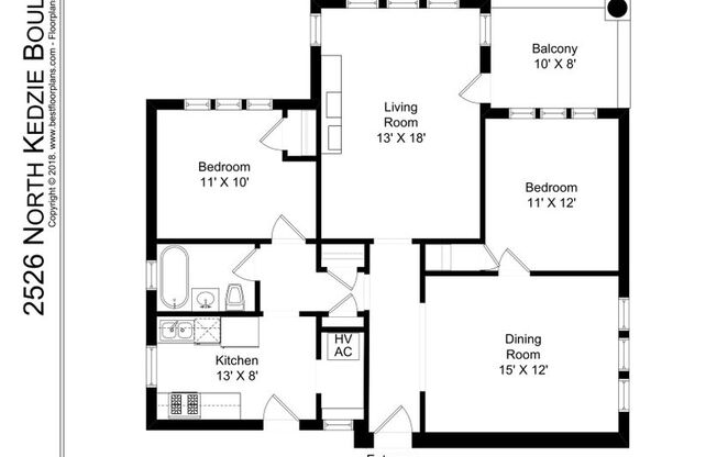 2 beds, 1 bath, 1,121 sqft, $2,695, Unit 2526-1E