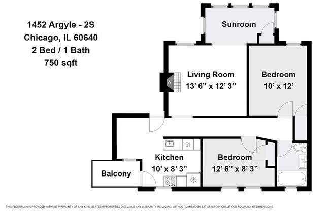 2 beds, 1 bath, 750 sqft, $1,875, Unit 1452-2S