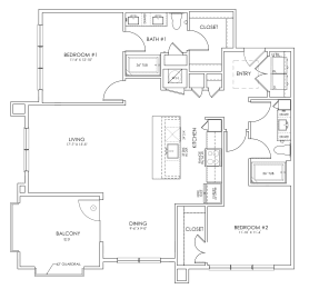 2 beds, 2 baths, 1,222 sqft, $2,080