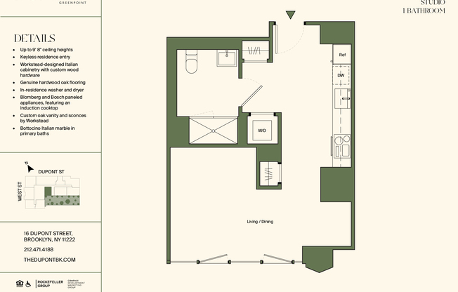 Studio, 1 bath, $3,805, Unit 33A