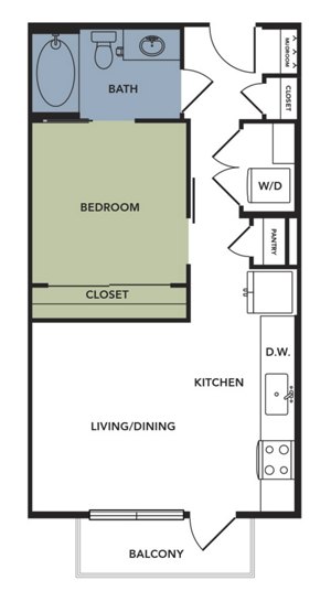 Studio, 1 bath, 582 sqft, $1,044