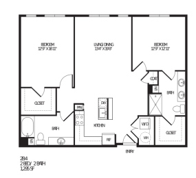 2 beds, 2 baths, 1,279 sqft, $2,266
