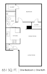 1 bed, 1 bath, 651 sqft, $749