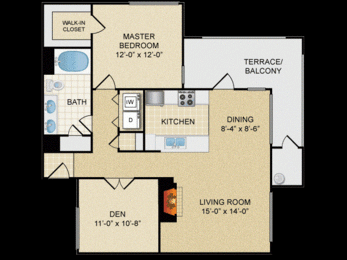 1 bed, 1 bath, 930 sqft, $2,736