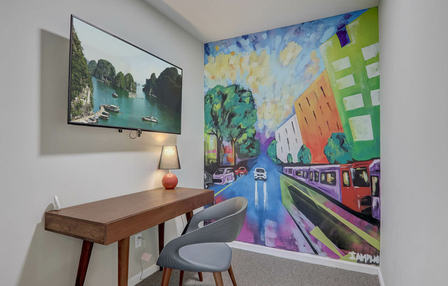 community workspace with mural