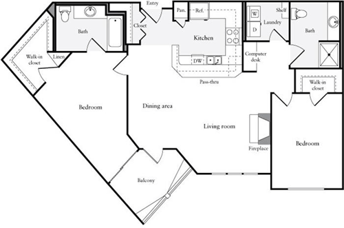 2 beds, 2 baths, 1,184 sqft, $3,321