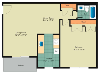 1 bed, 1 bath, 790 sqft, $1,396