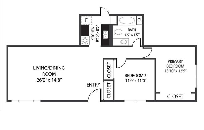 2 beds, 1 bath, 800 sqft, $1,425, Unit 4622-1