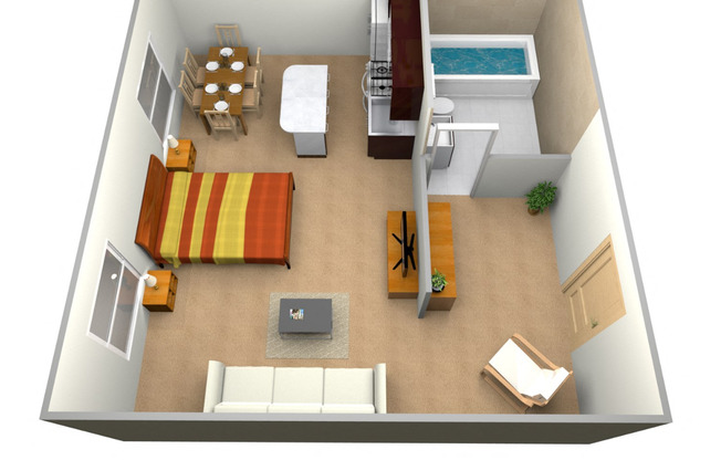 Studio, 1 bath, 400 sqft, $1,050, Unit 720-104