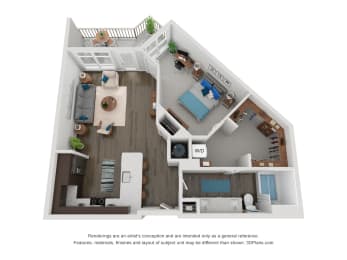 1 bed, 1 bath, 948 sqft, $2,260