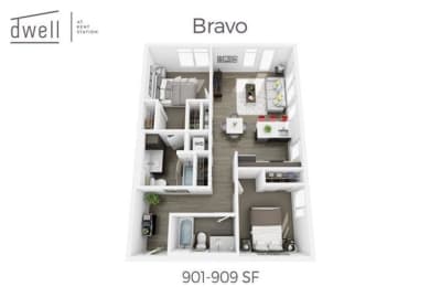 2 beds, 2 baths, 909 sqft, $2,548