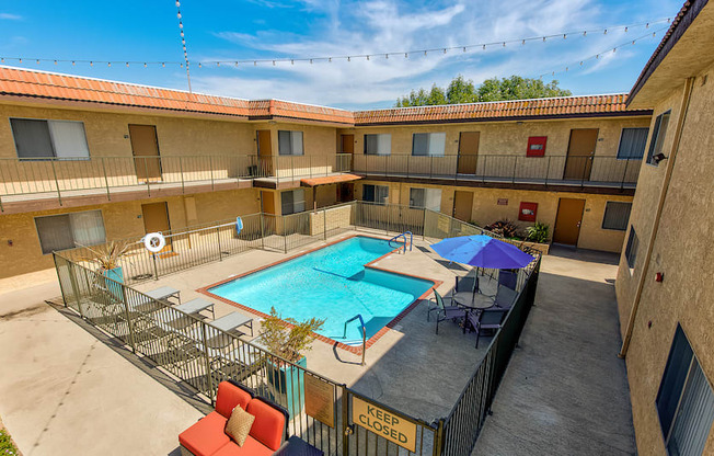 Swimming Pool at The Palms Apartments in Hawthorne Los Angeles California.