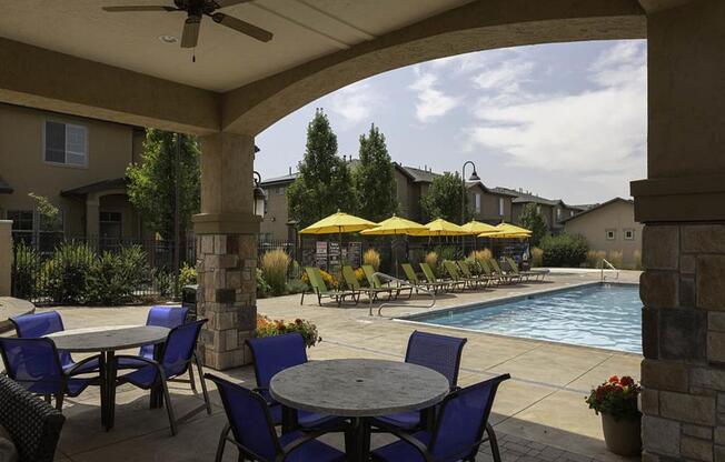 Shaded Outdoor Courtyard Area at Four Seasons Apartments & Townhomes, North Logan