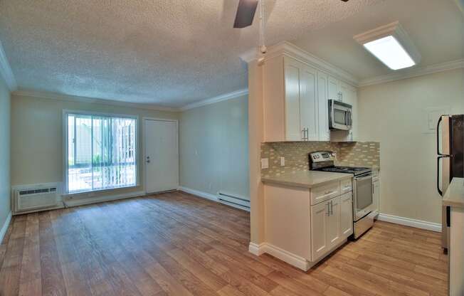 Living Room With Kitchen View at Sunnyvale Town Center, Sunnyvale, CA, 94086