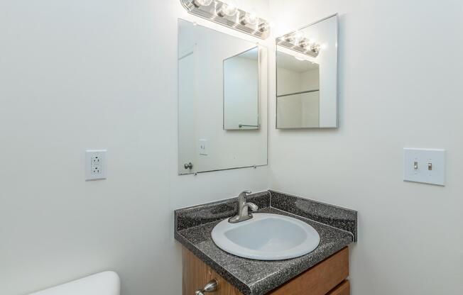 a sink and a mirror
